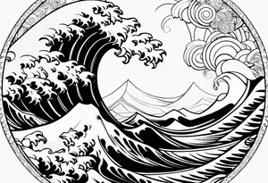 transitional wave pattern tattoo idea