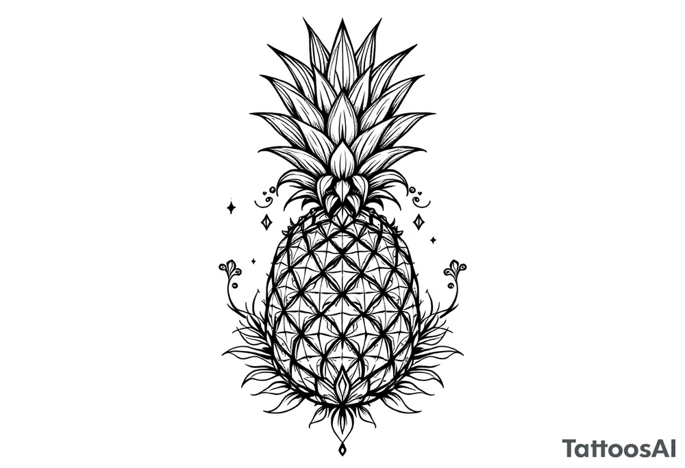 Crown pineapple vagina anus tattoo idea