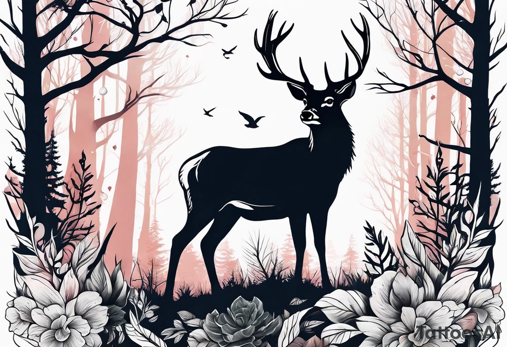 deer forest tattoo idea
