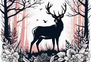 deer forest tattoo idea