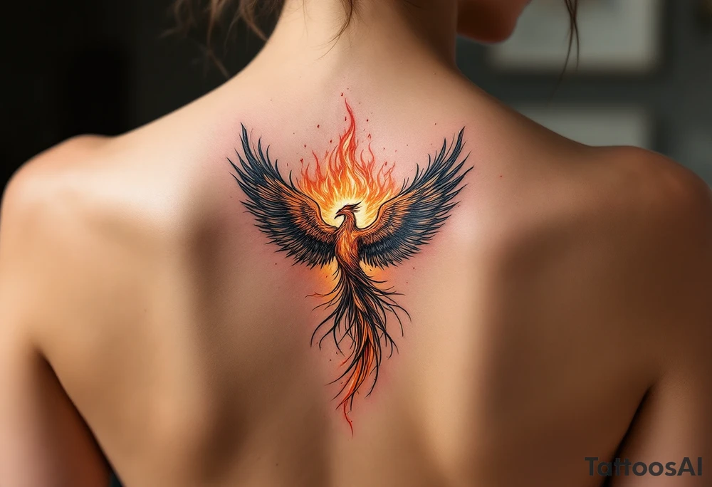 Phoenix rising from the ashes tattoo idea