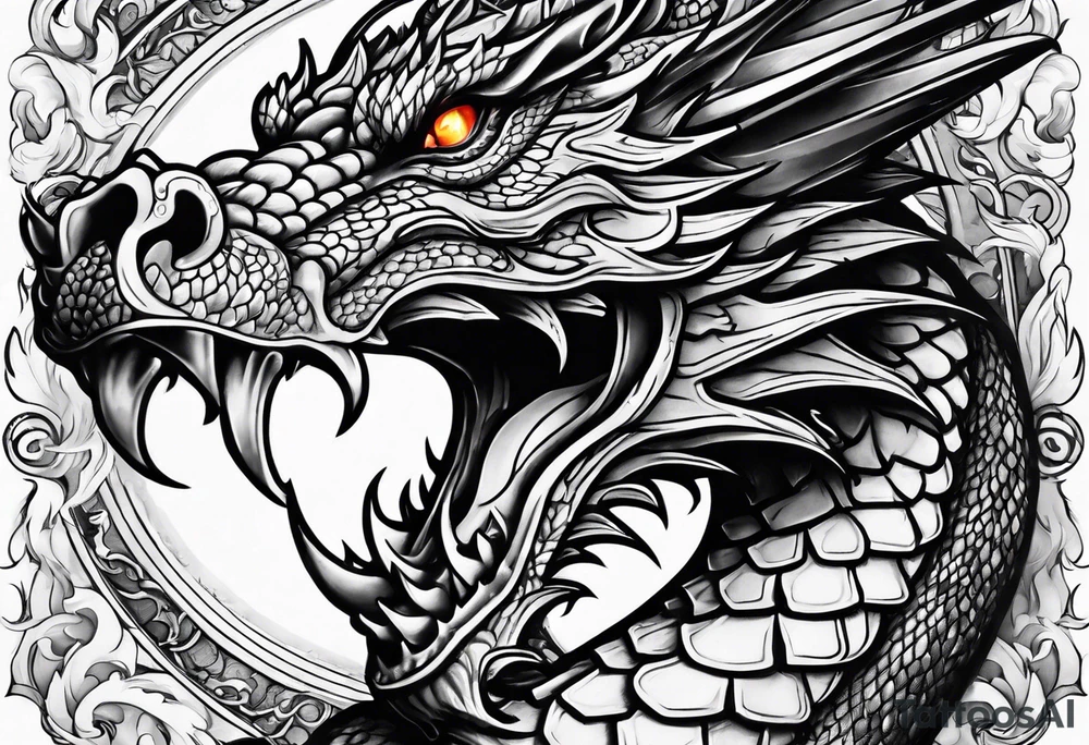 Fire breathing dragon tattoo idea