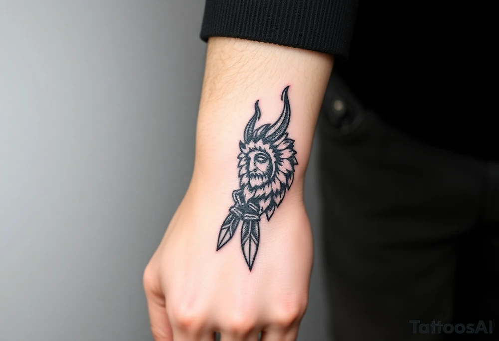 Simple large nature or Norse themed, covering the hand, going up the fingers and down the wrist. tattoo idea
