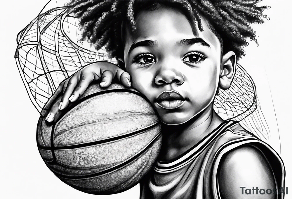 Kid with basketball dreams tattoo idea