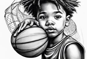 Kid with basketball dreams tattoo idea