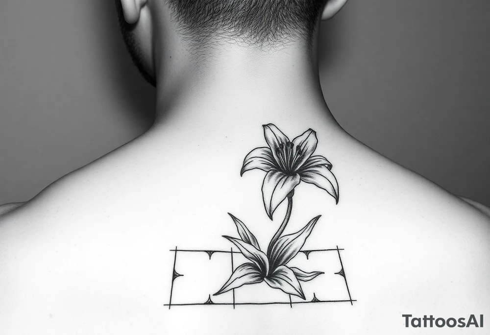 lily coming up out of the tile floor tattoo idea