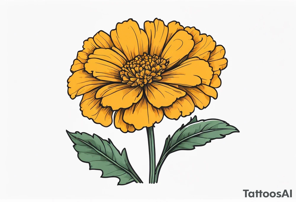 Marigold flower with stem tattoo idea