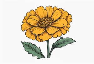 Marigold flower with stem tattoo idea