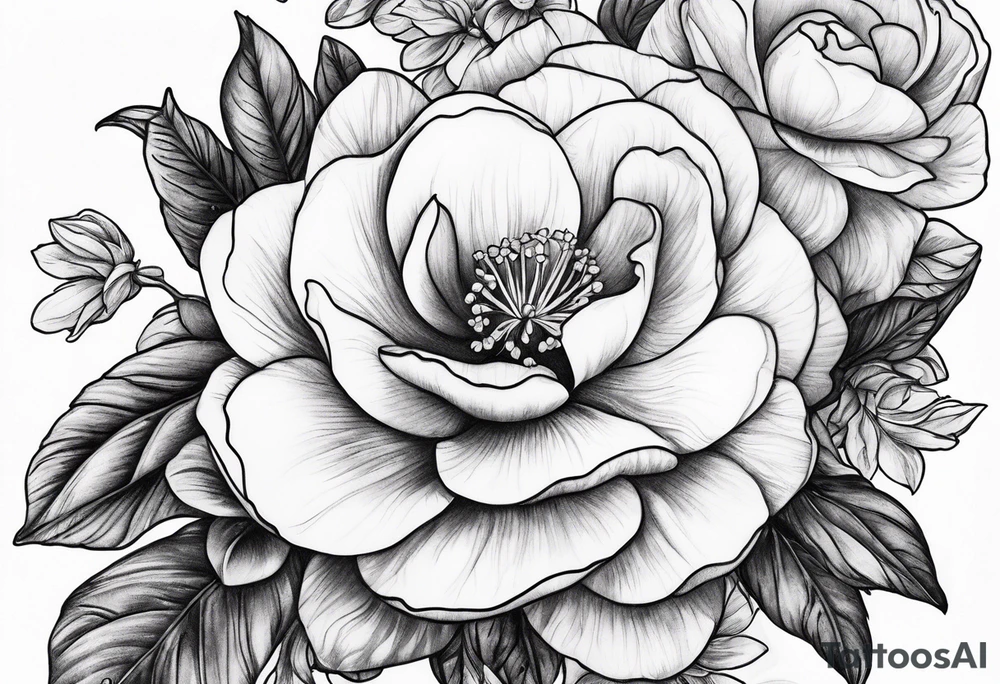 Opal with Violet and orchard flowers tattoo idea