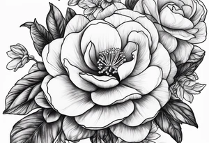 Opal with Violet and orchard flowers tattoo idea