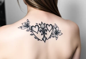 6 of hearts card with fleur de lis as the hearts and magnolias in the background tattoo idea