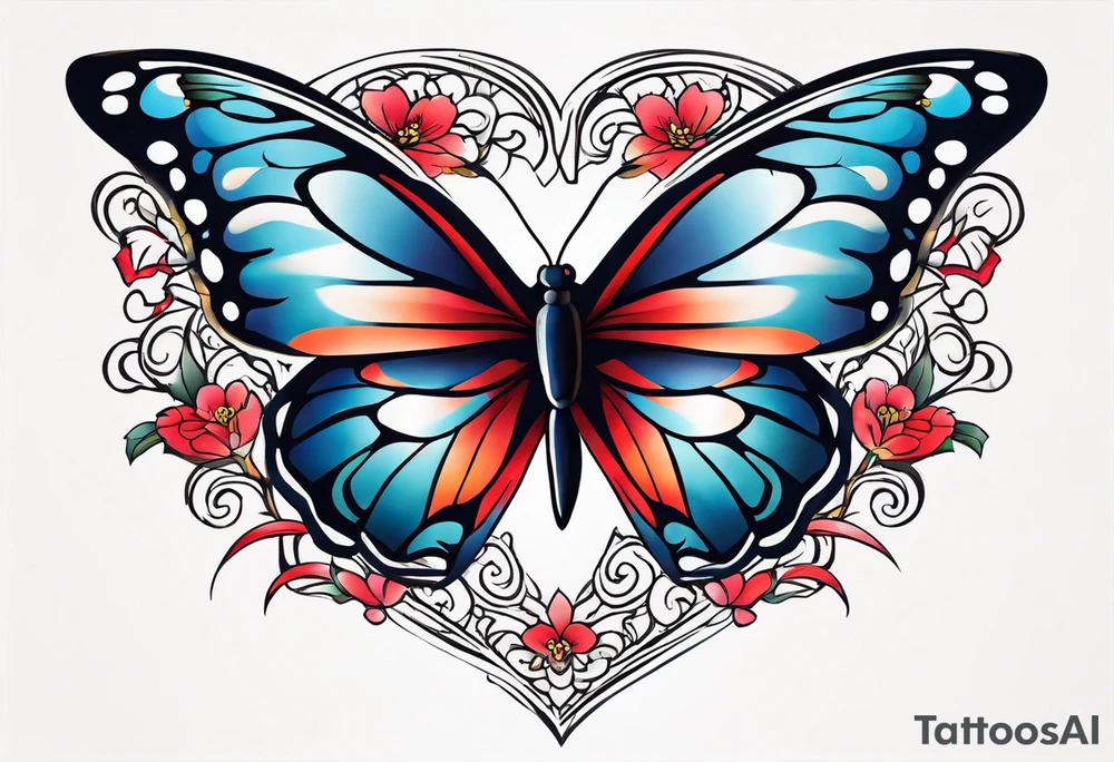 heart and butterfly tattoo idea
