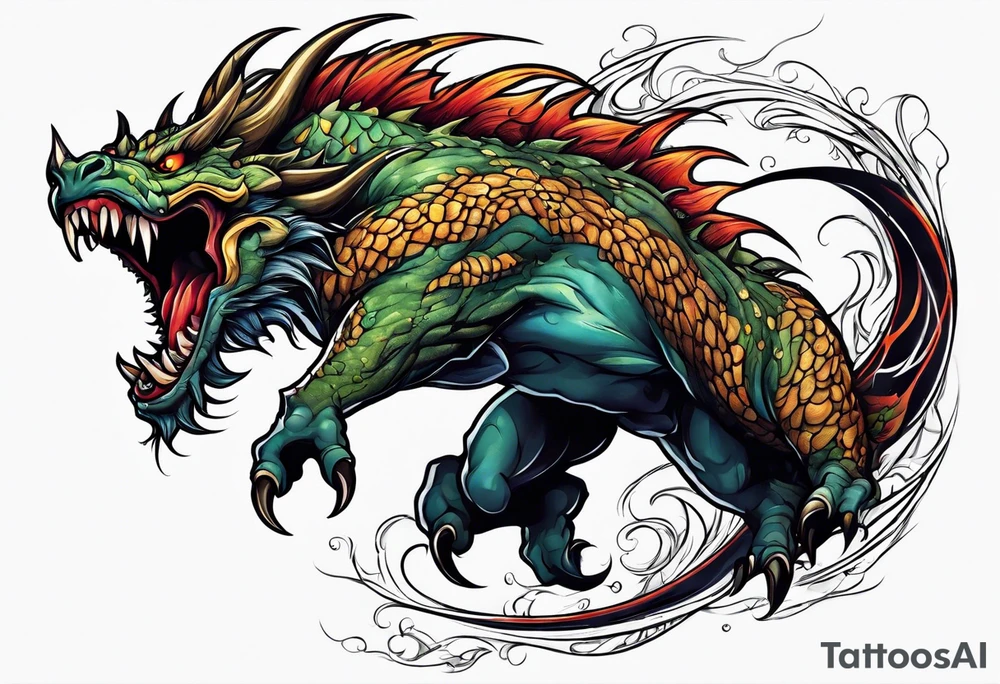 leaping monster tattoo idea