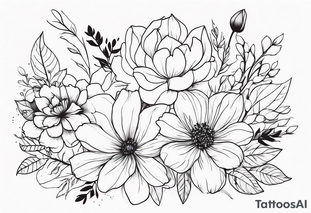 feminin minimalist flowers with little fow tattoo idea