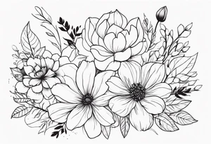 feminin minimalist flowers with little fow tattoo idea