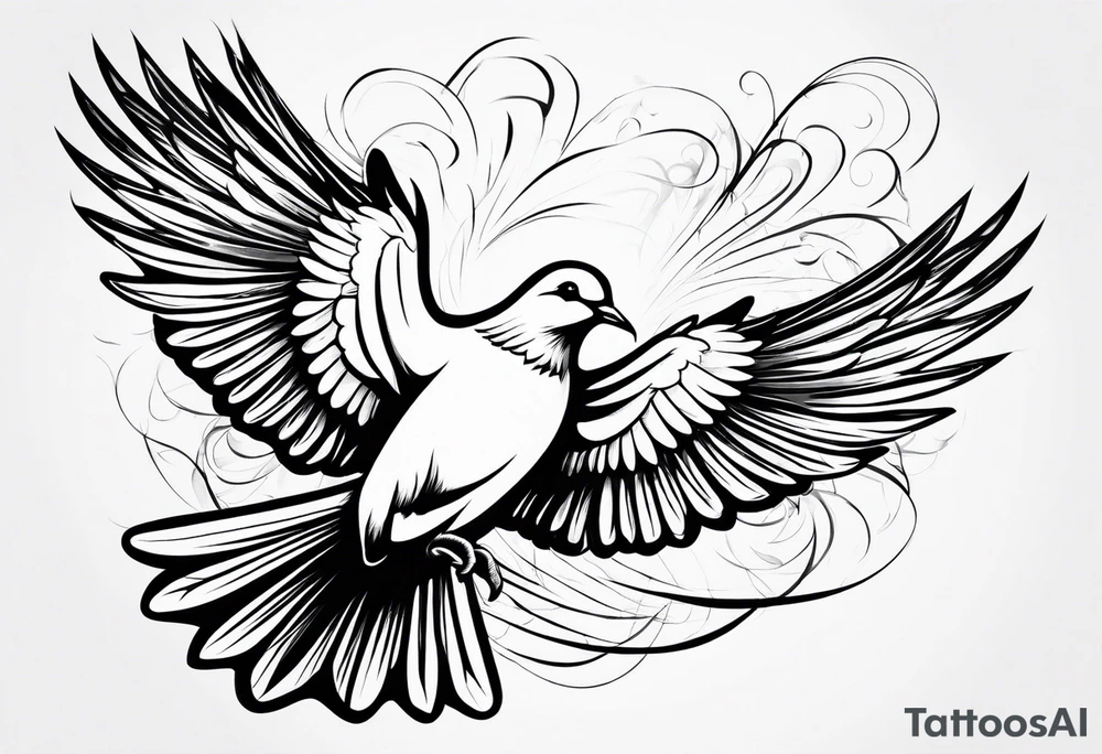 Dove flying horizontally tattoo idea