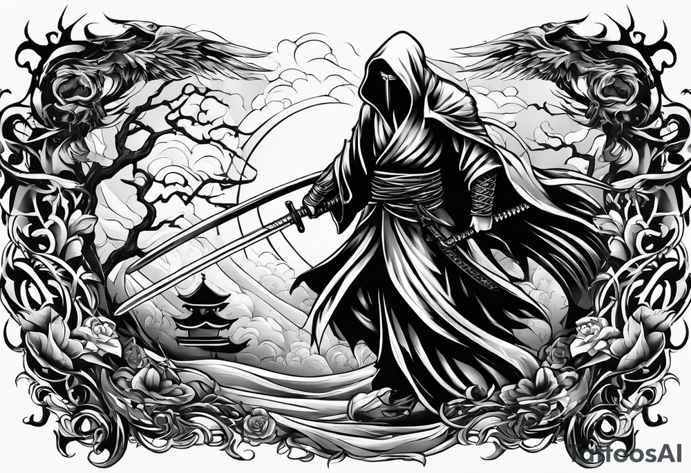 Katana and grim reaper tattoo idea