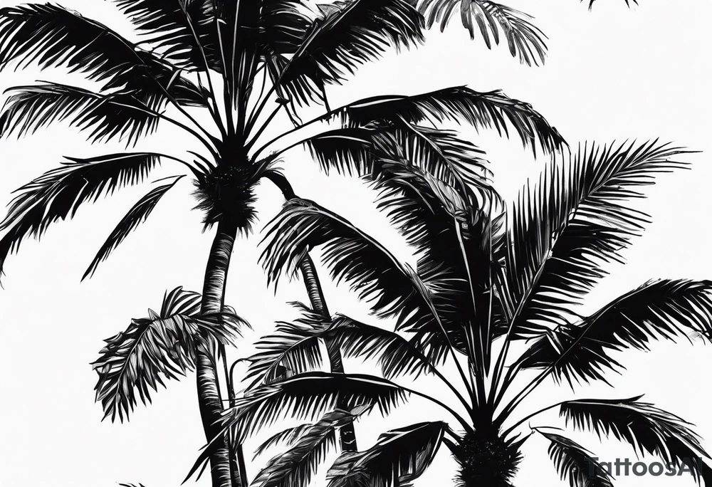 tree palm but swap leaves with palms tattoo idea