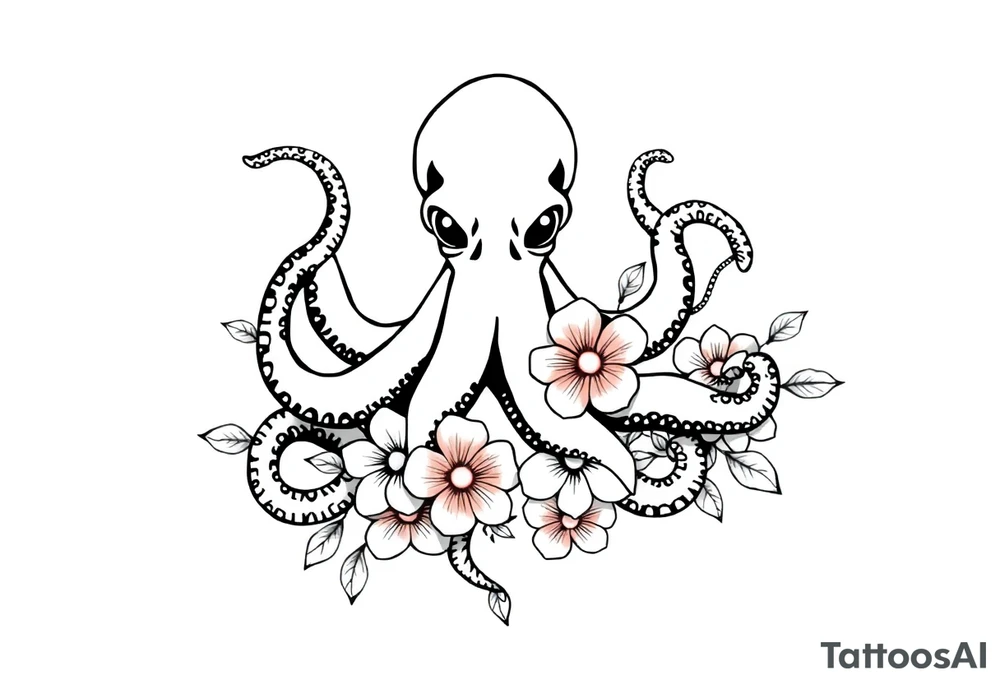 octopus and flowers tattoo idea