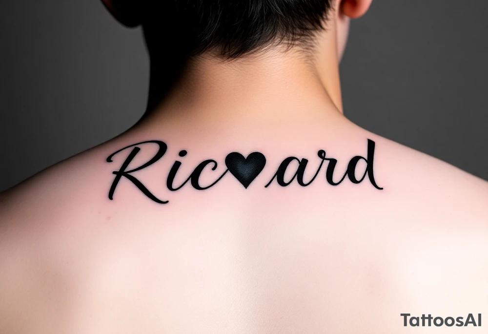 The name Richard in pretty handwriting with a heart for the dot on the i tattoo idea