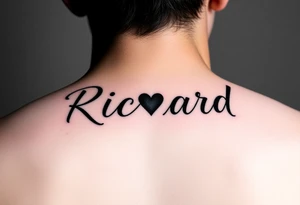 The name Richard in pretty handwriting with a heart for the dot on the i tattoo idea