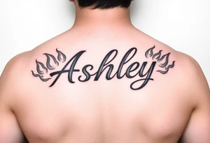 Name
Tattoo: ASHLEY in script flames tattoo idea