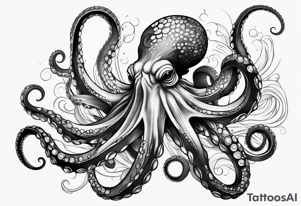 Octopus peaceful waves tattoo idea