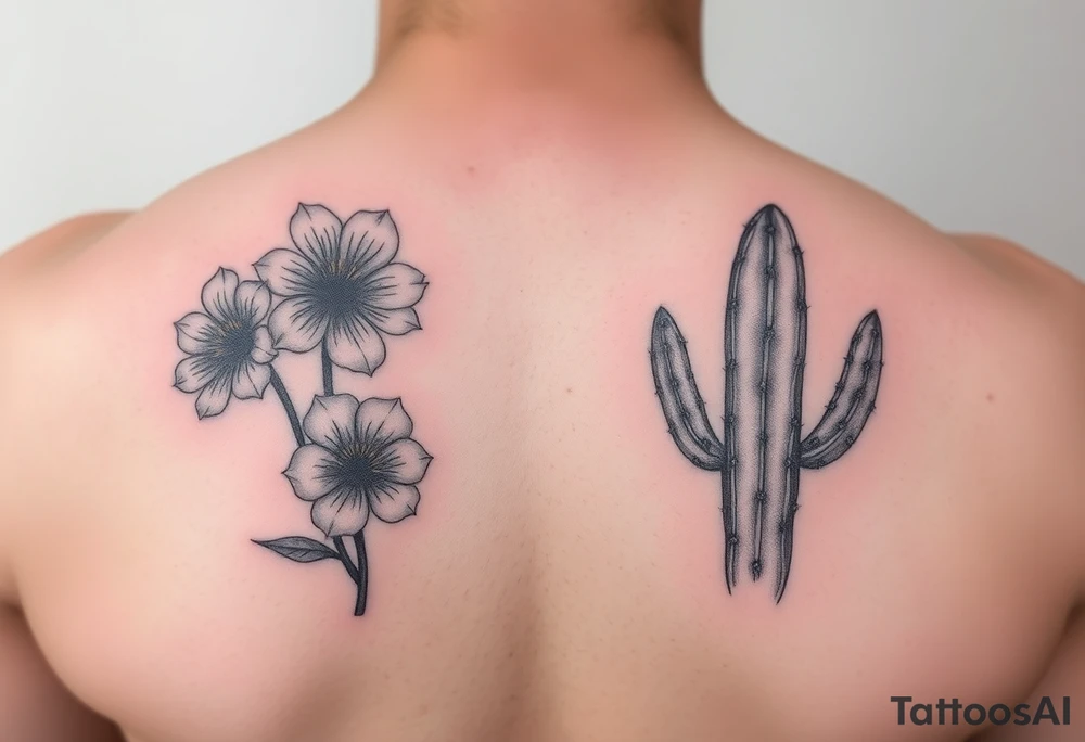 Birth flower for June July December for my kids and a cactus to represent sober dry journey tattoo idea