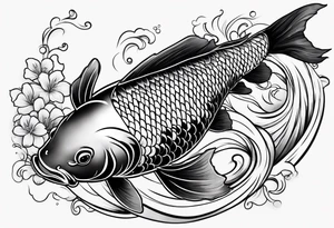 a koi fish in but more animated tattoo idea