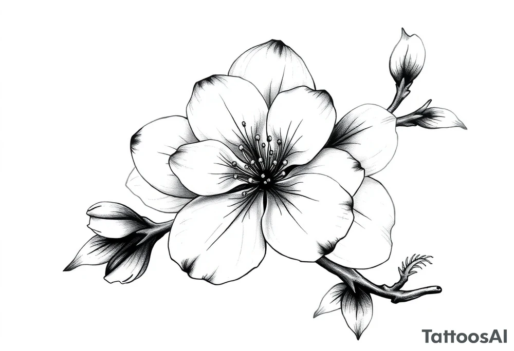 Cherry blossom with round petals tattoo idea