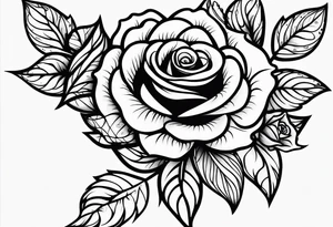 Girlie thigh rose art tattoo idea