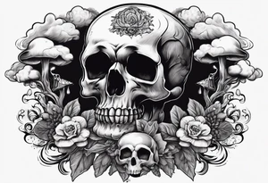 Skull with mushroom cloud tattoo idea