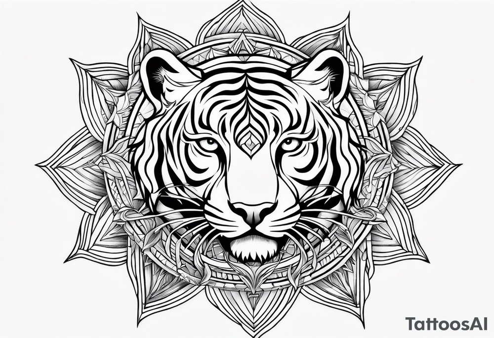 Cross sun tiger sailor sun star tattoo idea