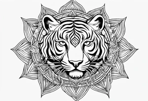 Cross sun tiger sailor sun star tattoo idea