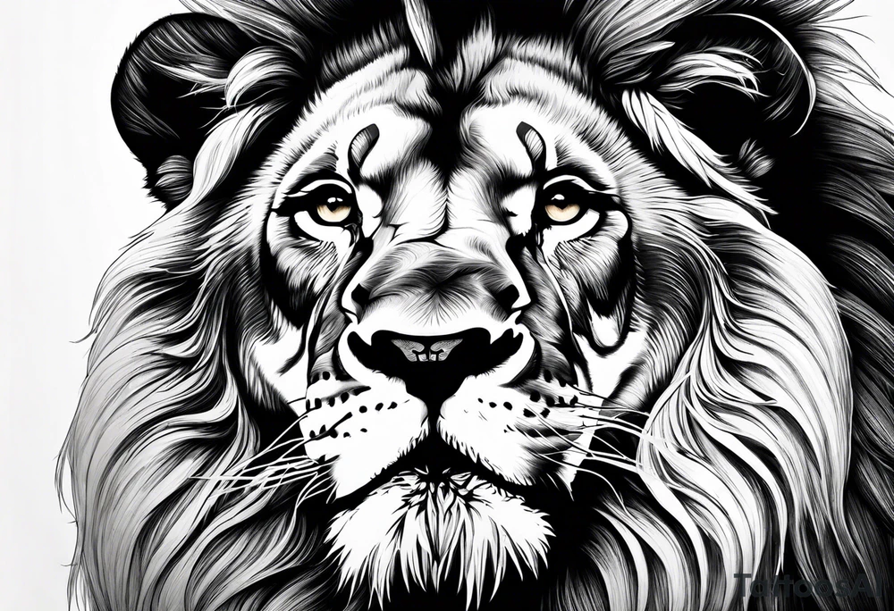 powerful majestic lion, close-up tattoo idea