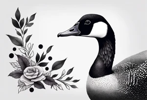 canadian goose taking off profile flowers tattoo idea
