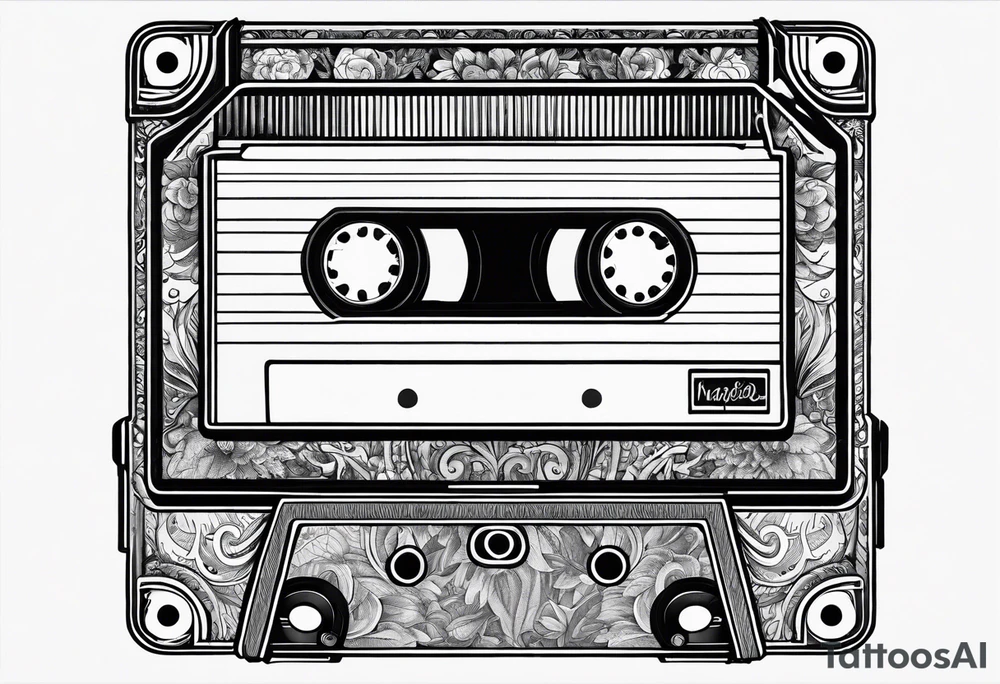 cassette tape with large label tattoo idea