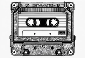 cassette tape with large label tattoo idea