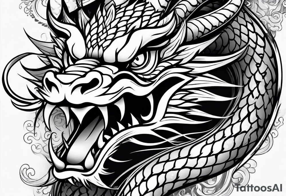 chinese dragon face tattoo idea