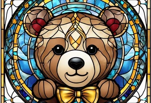 Teddy bear stained glass tattoo idea
