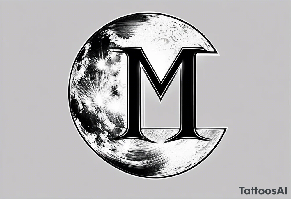 Moon and letter M tattoo idea