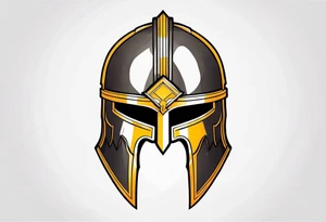 Ancient spartan helmet in a trinity symbol tattoo idea