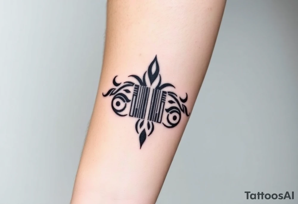 A barcode that transforms into musical notes, representing the harmony of a couple’s love story tattoo idea