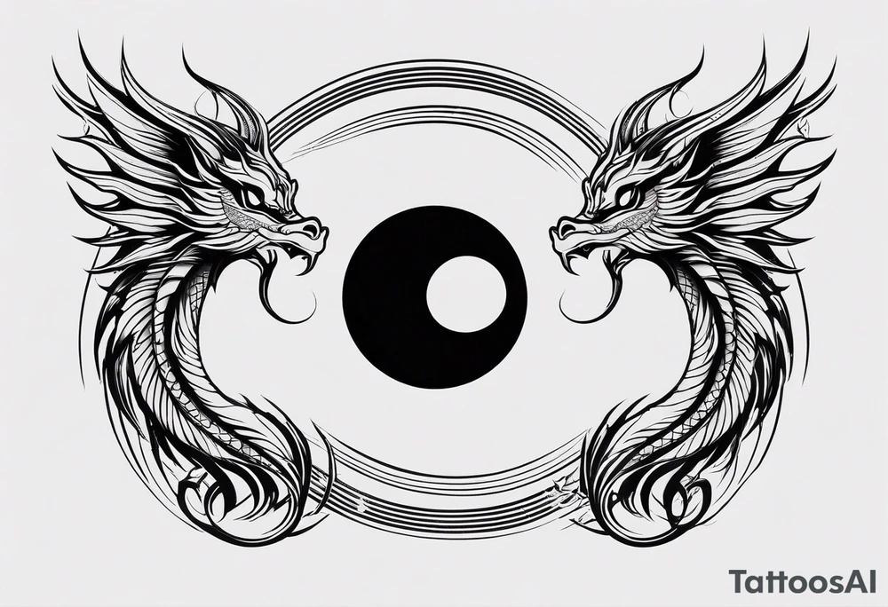 For a Gen Z-inspired dragon and phoenix tattoo, think of a clean, minimalist design that combines symbolism with bold, sleek lines. Imagine a dragon and phoenix spiraling together in a yin-yang-inspired layout. The dragon has a slightly abstract, modern shape, with sharp, flowing lines to show power, resilience, and wisdom, while the phoenix is rendered with sweeping curves and minimal detailing, symbolizing rebirth, growth, and transformation.

Both creatures should interact harmoniously, representing balance and duality. To keep it meaningful, focus on line work rather than intricate shading—clear, open spaces allow the tattoo to feel light and energetic. Adding small symbols, like stars or a faint galaxy backdrop, can enhance the "rising from ashes" and "strength through challenge" themes. This design will appeal timelessly while resonating with Gen Z’s love for symbolism and simplicity. tattoo idea
