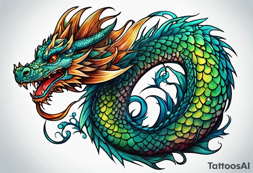 Water dragon cute tattoo idea