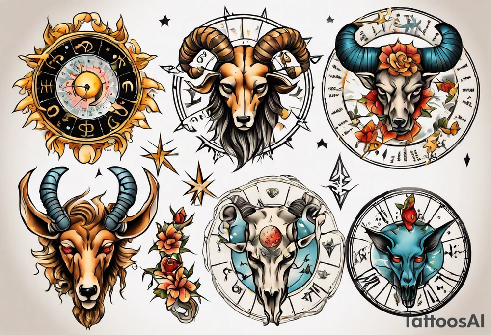 zodiac full arms tattoo idea