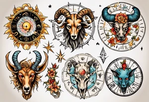 zodiac full arms tattoo idea