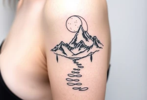 Pathway to mountain scene leading to the cosmos tattoo idea