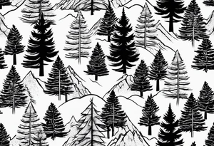 Continuous line pine trees tattoo idea