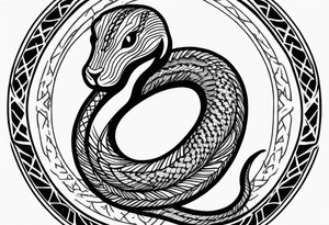 Kobe Logo with black mamba snake wrapped around tattoo idea